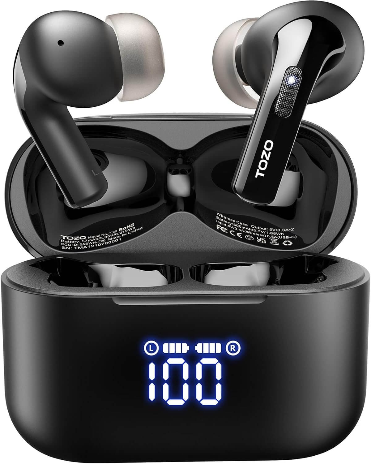 6 TOZO T20 Wireless Earbuds Bluetooth Headphones 48.5 Hrs